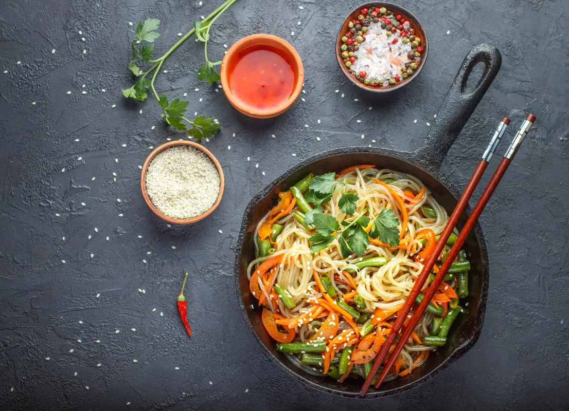 Spaghettis aux carottes et au lait de coco